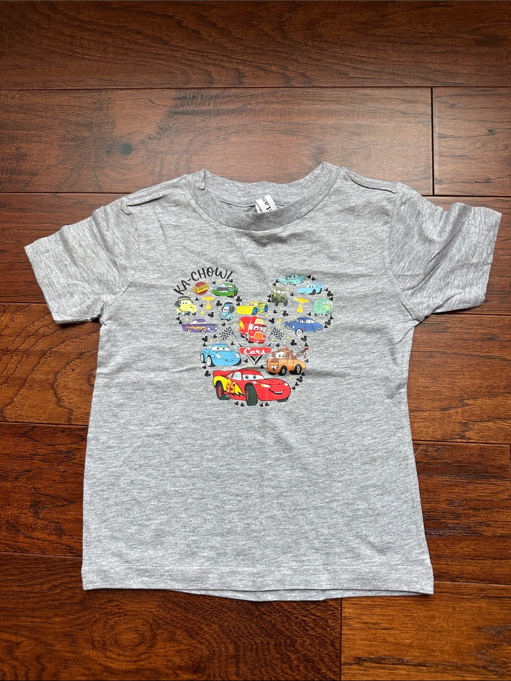 Disney Gray T-Shirt with Colorful Cars Heart Graphic